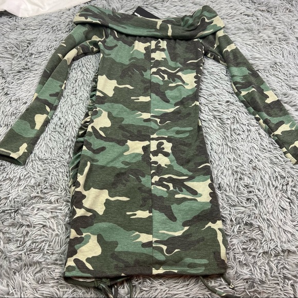 Never Blend In Camo off Shoulder Midi Dress XS NWT - Picture 7 of 7